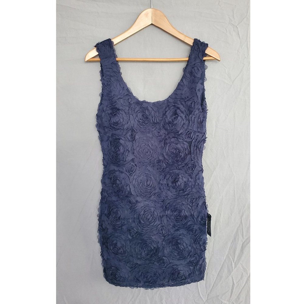 Forever 21 Exclusive Navy Blue Textured Rose Mini Dress